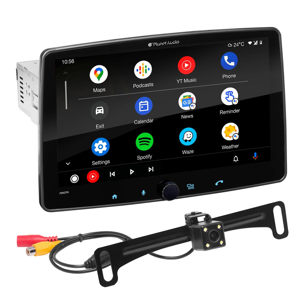 Planet Audio P90CPAC Car Stereo -  CarPlay, Android Auto, Single Din, 9 Inch Capacitive Touchscreen, Bluetooth, No CD DVD Player, AM/FM Radio Receiver, Backup Camera