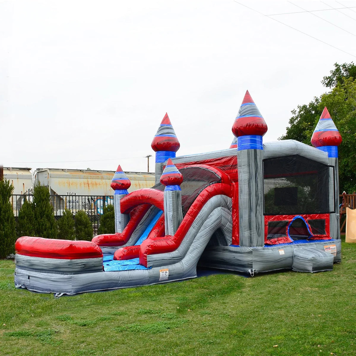 JumpOrange Commercial Grade Bounce House moisture Slide with Pool for Kids and Adults (with Blower), Castle Titanium