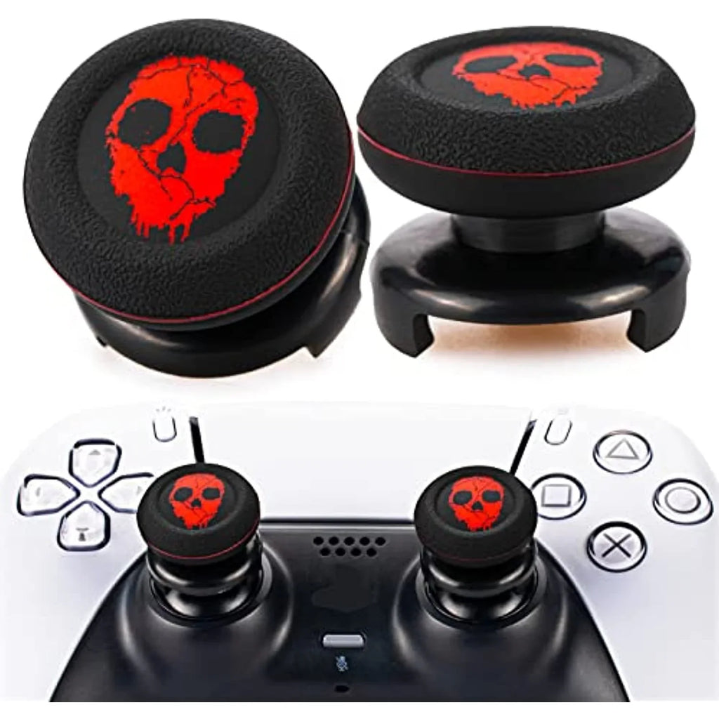 Playrealm FPS Thumbstick Extender & Printing Rubber Silicone Grip protector 2 Sets for PS5 Dualsenese & PS4 Controller (Ghost Red)