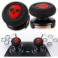 Playrealm FPS Thumbstick Extender & Printing Rubber Silicone Grip protector 2 Sets for PS5 Dualsenese & PS4 Controller (Ghost Red)