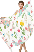 Hyjoy Easter Rabbits and Chicken in Flowers Long Silk Neck Scarf Lightweight Shawl Wrap Scarves for Women Girls