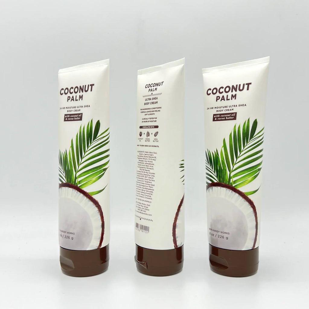 Bath & Body Works Coconut Palm 24-Hour Moisture 8oz Ultra Shea Body Cream with Coconut Oil & Cocoa Butter, Pack of 3