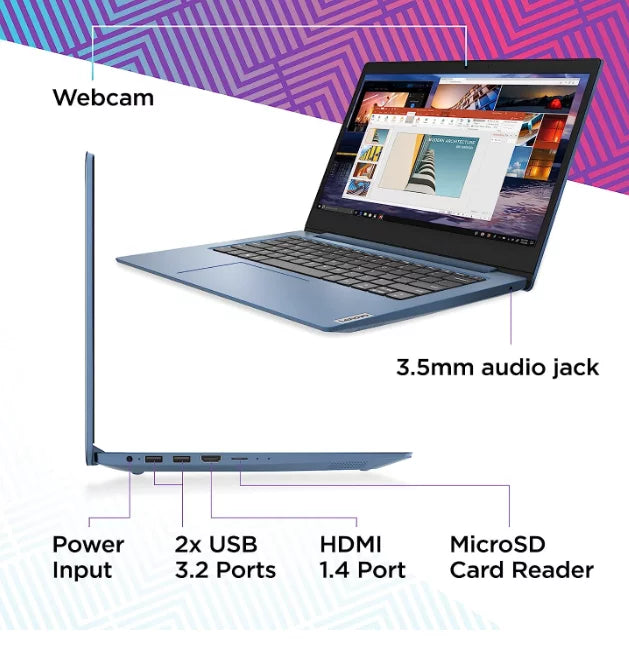 Open Box  IdeaPad 14" HD Non Touch  N4020 4 64GB eMMC Ice Blue 81VU0079US