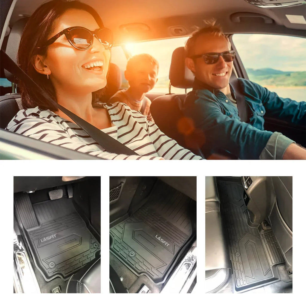 Lasfit Floor Liners for 2013- 2015 Jeep Grand Cherokee （Fit Bench Seating ONLY）,for 2013-2021 Dodge Durango (Fit Bench Seating on 2nd Row only),All atmospheric conditions Fit TPE Floor Mats Set