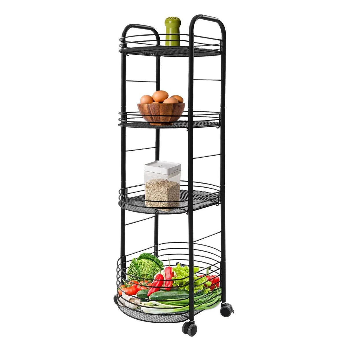 4 Tier Movable Storage Trolley Cart Utility Storage Rack Kitchen Organizer Shelf