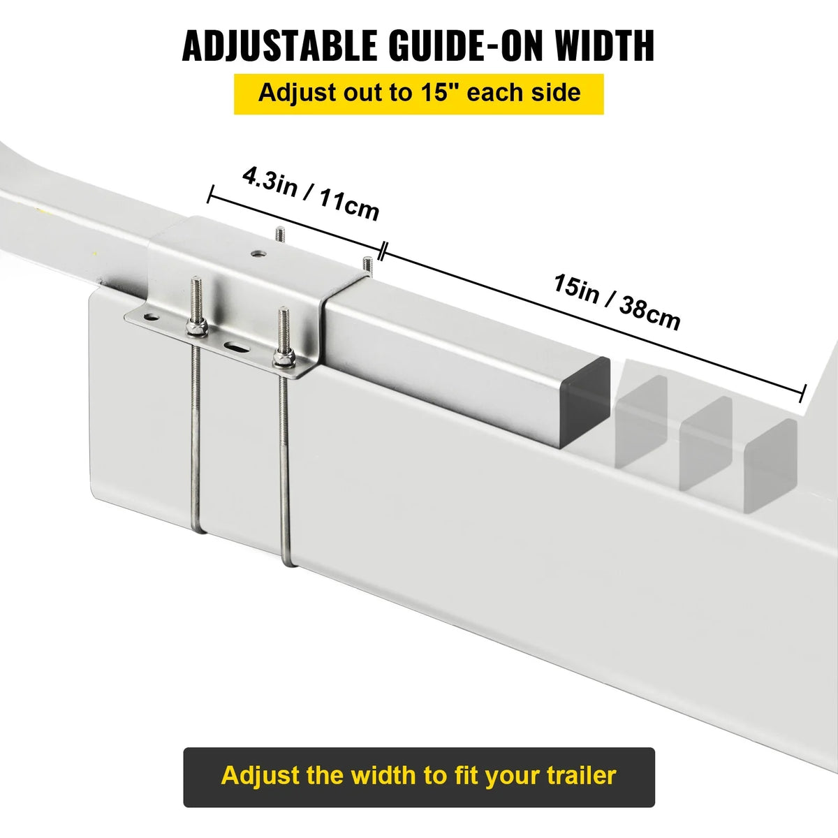 BENTISM vessel Trailer Guide-on, 60", One Pair Galvanized Steel Trailer Post Guide ons, with PVC Tube Covers, Complete Mounting Accessories Included, for Ski craft, Fishing craft or Sailboat Trailer