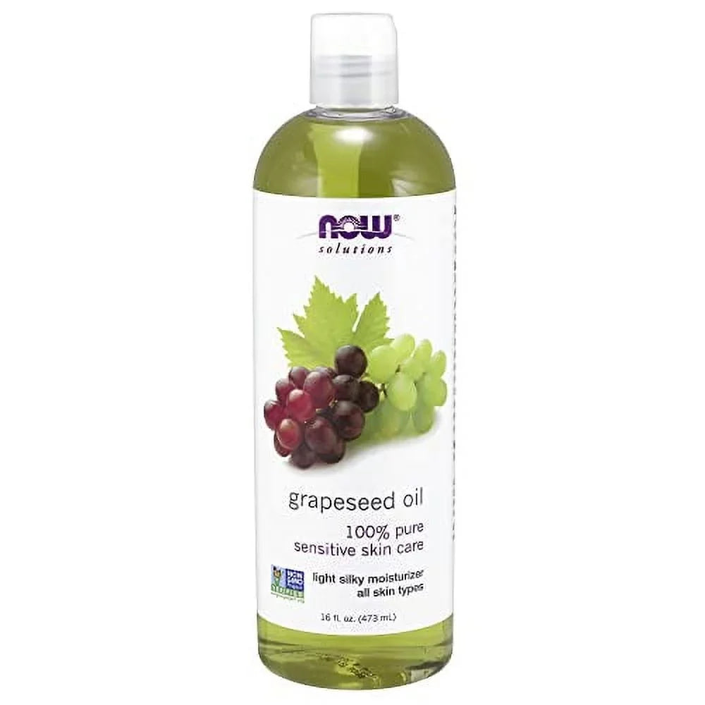NOW Solutions, Grapeseed Oil, Skin Care for Sensitive Skin, Light Silky Moisturizer for All Skin Types, 16-Ounce 16 Fl Oz (Pack of 1)