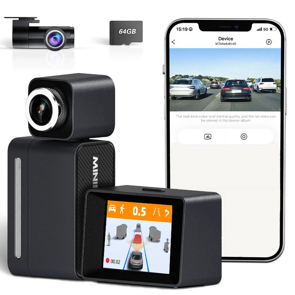 MINIEYE C2M 4K Dash Cam Front and Rear, Dual Dash Camera for Cars 4K+1080P -  AI Collision Avoidance Device, 2.4'' LCD, Built-in 5G WiFi GPS, ADAS, Loop Recording, Super Night Vision, APP OTA Update