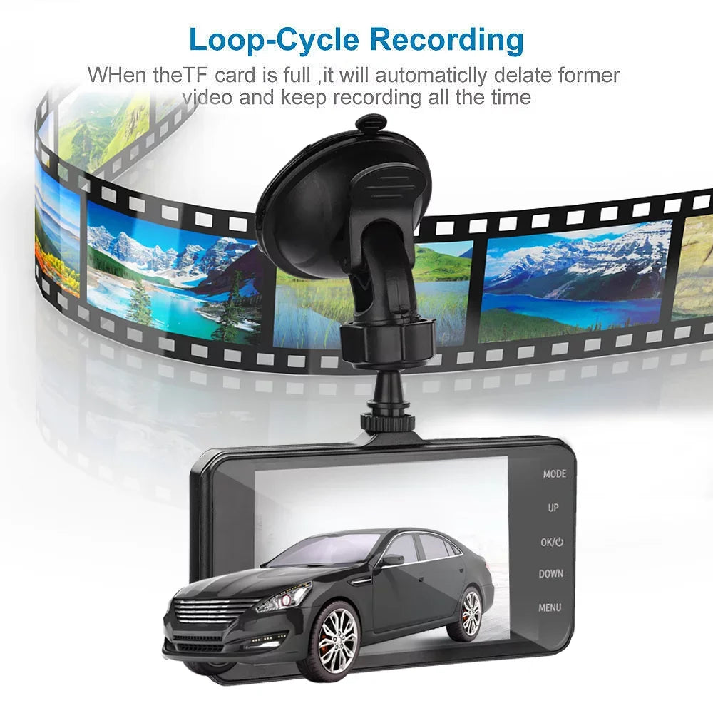 NIFFPD 4" 1080P IPS Touch Screen Dash Cam Dual Lens Car DVR 170° Front and Rear Camera Dashboard, Camera Recorder with G-Sensor
