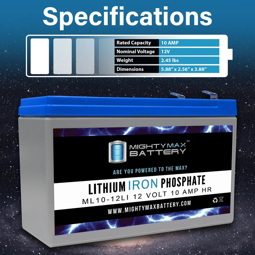 12V 10AH Lithium Replacement Battery matching with Streamlight E-Flood Box HL - 2 Pack