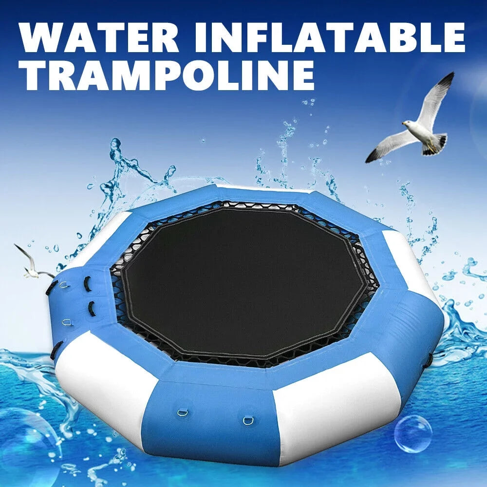DENEST 17-ft Inflatable liquid Trampoline Swimming Pool Lake Bounce Floating Island moisture Sport Blue Max Capacity 400kg/ 880lbs