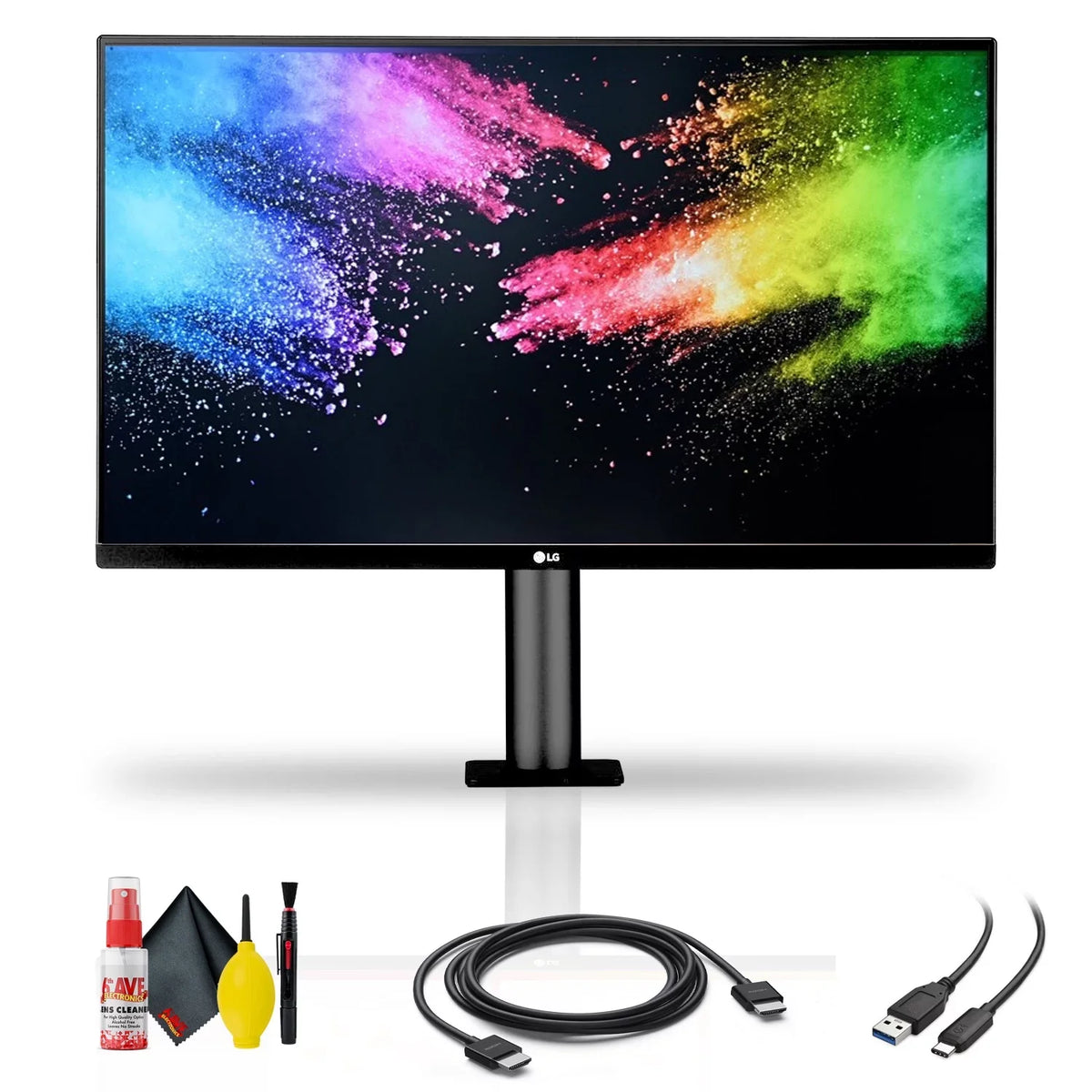 UltraFine Display Ergo 32UN880-B 31.5" 16:9 4K HDR FreeSync IPS Monitor + HDMI Cable + USB-C Cable and Cleaning Kit