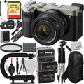 Alpha a7C Mirrorless Digital Camera with 28-60mm Lens (Silver) + 128GB Extreme SDXC, 2x Replacement Batteries, Lightweight 57” Tripod & Much More (26pc Bundle)