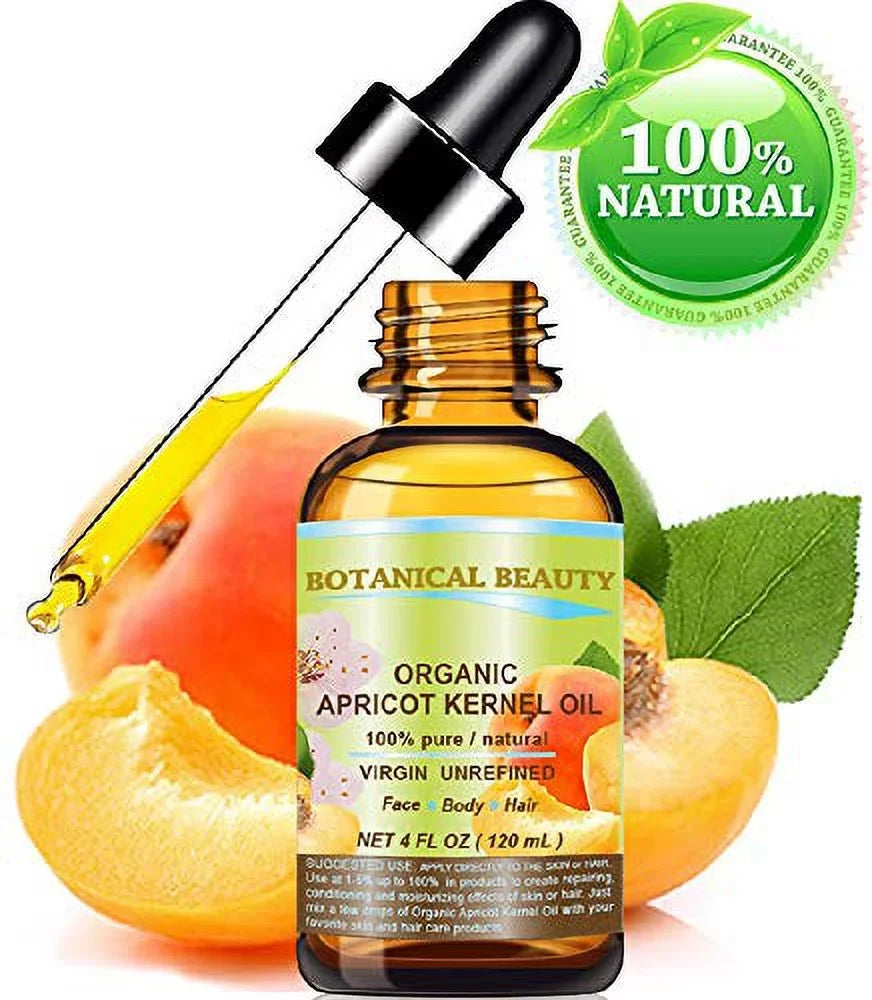 Dry Skin, Cracked Hands, Rosacea, Ecz.. Oz.- 120 Ml For Face, Body, Hair, Lip And Nail Care. Organic Apricot Kernel Oil Australian 100 % Pure Natural Virgin Unrefined Cold Pressed Carrier Oil 4 Fl