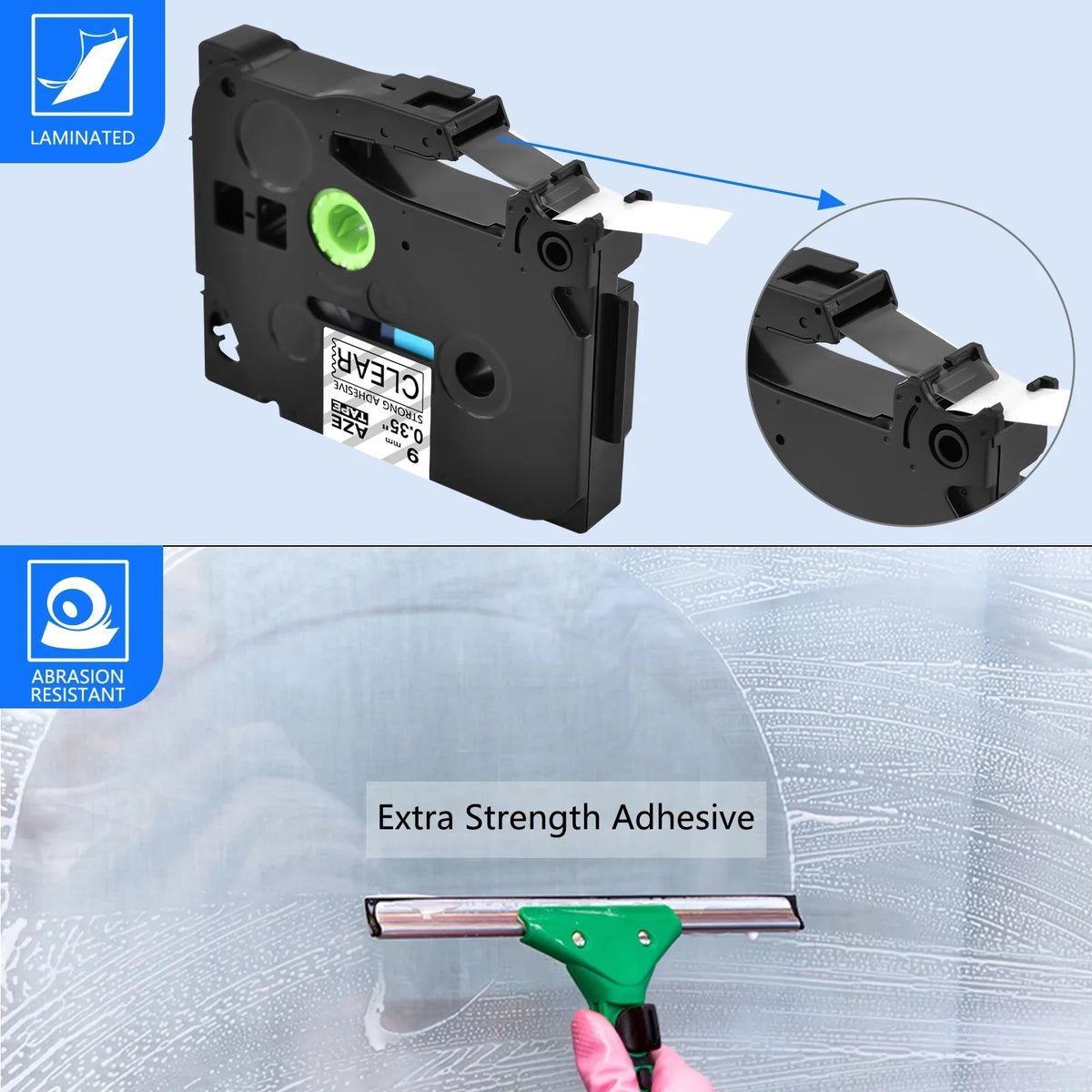 GREENCYCLE 8 Pack suitable for Brother TZe-S121 TZ-S121 TZ-121 TZe-121 Tape 9mm 0.35'' Laminated Black on Clear Extra Strength Label Tapes use in P-Touch PT-D210 D400 D600 Label Maker 26.2ft 8m