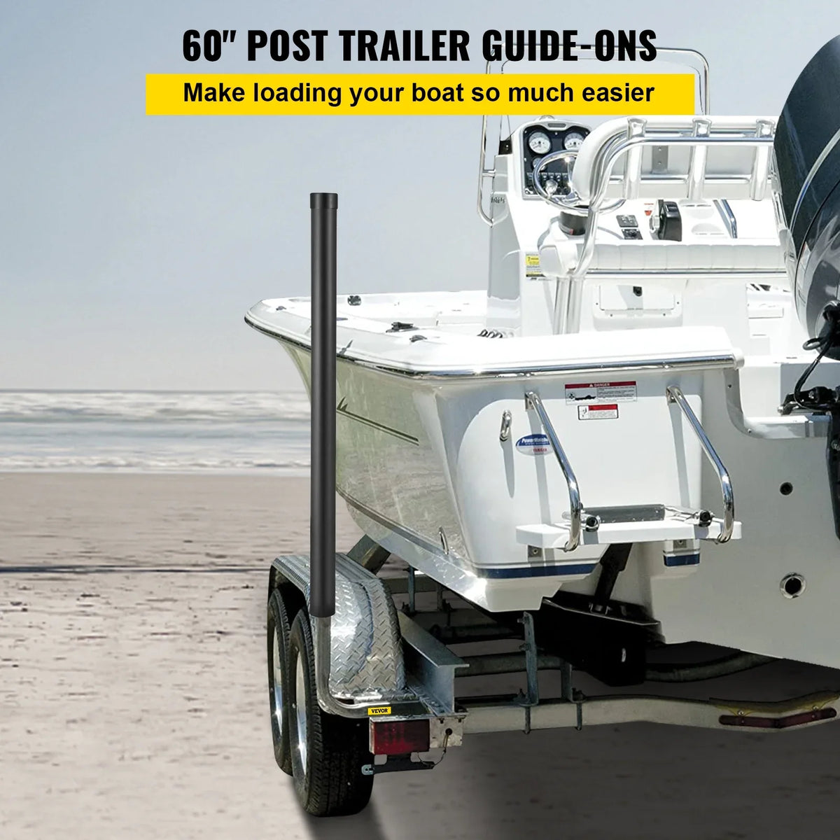 BENTISM vessel Trailer Guide-on, 60", One Pair Galvanized Steel Trailer Post Guide ons, with PVC Tube Covers, Complete Mounting Accessories Included, for Ski craft, Fishing craft or Sailboat Trailer