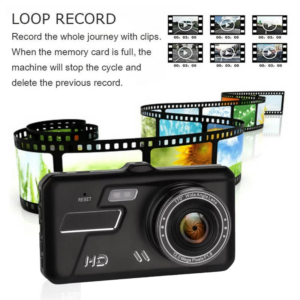 NIFFPD 4" 1080P IPS Touch Screen Dash Cam Dual Lens Car DVR 170° Front and Rear Camera Dashboard, Camera Recorder with G-Sensor