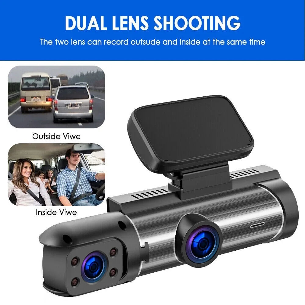 Jahyshow Car DVR Dash Cam Video Recorder G-Sensor Dual Lens Front 1080P w/ Inside Camera
