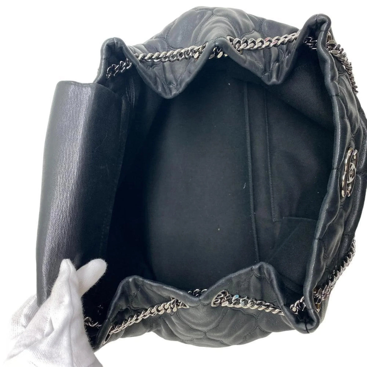 Pre-Owned CHANEL Bubble Quilt Chain Shoulder Coco Mark Handbag Black Women's Z0005974 (Fair)