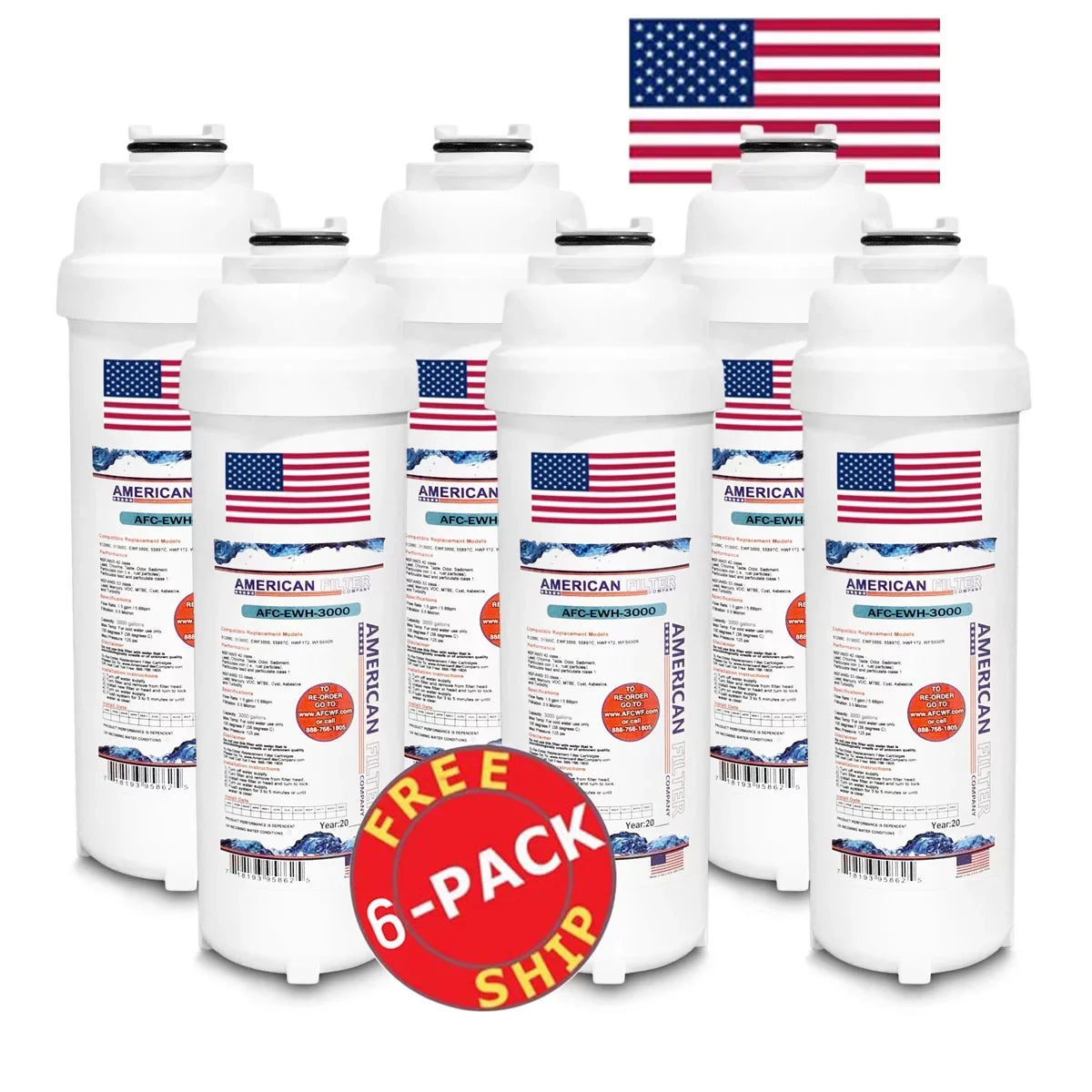 AFC Brand , moisture Filters , Model # AFC-EWH-3000 , matching with WaterSentry® LZWSM8K - 6 Pack - Made in U.S.A.
