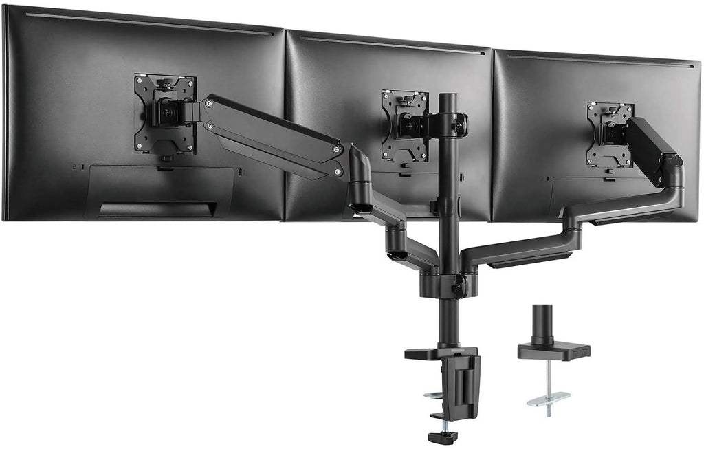 Premium Triple LCD Monitor Desk Mount Fully Adjustable Gas Spring Stand for Display up to 27 inch, 15.4lbs Weight Capacity