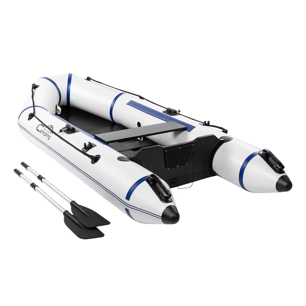 Zimtown 7.5 ft Adult Inflatable Fishing vessel, with Oars and Pump, Gray/White