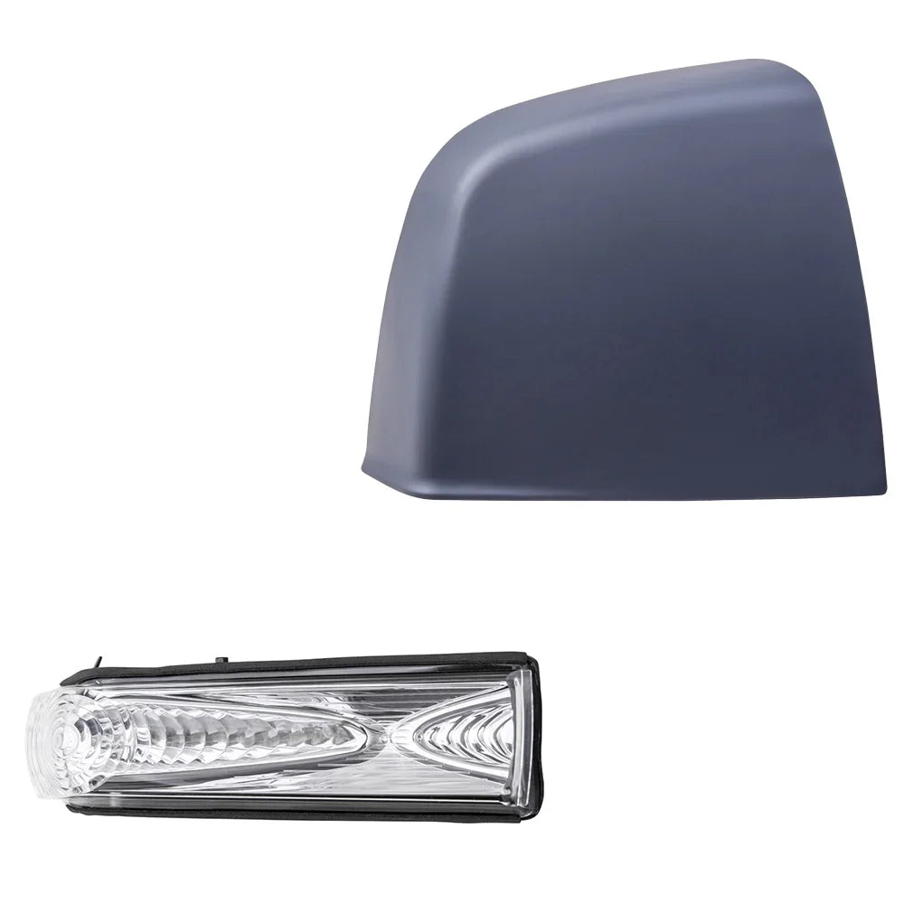 Brock Aftermarket Replacement Passenger Right Door Mirror protector Paint To Match Gray And Turn Signal Light Set suitable With 2015-2021 RAM Promaster City SLT/Tradesman SLT
