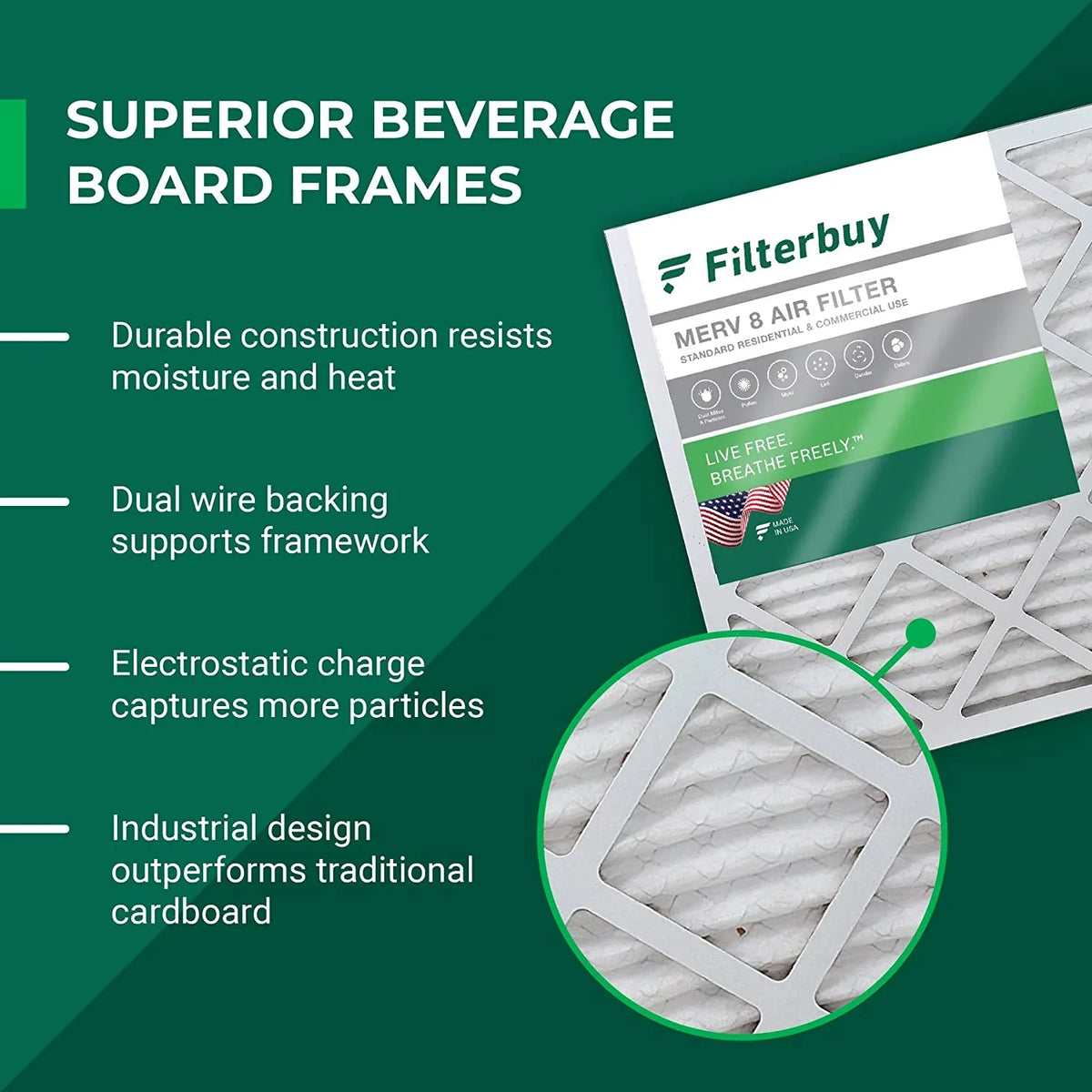 Filterbuy 14x18x1 MERV 8 Pleated HVAC AC Furnace Air Filters (6-Pack)