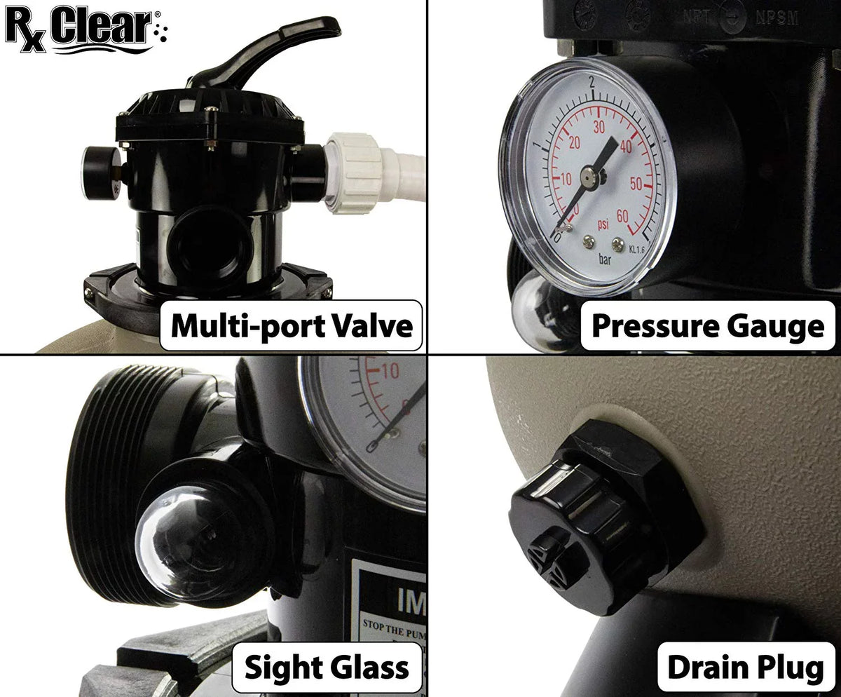 Rx Clear Radiant 19" Above-Ground Pool Sand Filter with 1  Extreme Force Pump