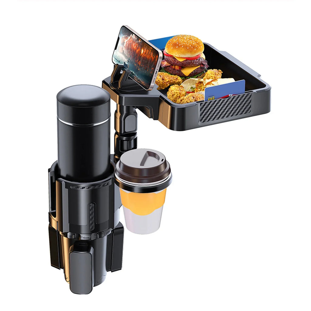 moobody Car Cup Holder Multifunctional Storage Rack, Dual Holder 4IN1 Cup Tray for Drinks and Phones, Versatile Snack Tray Expander
