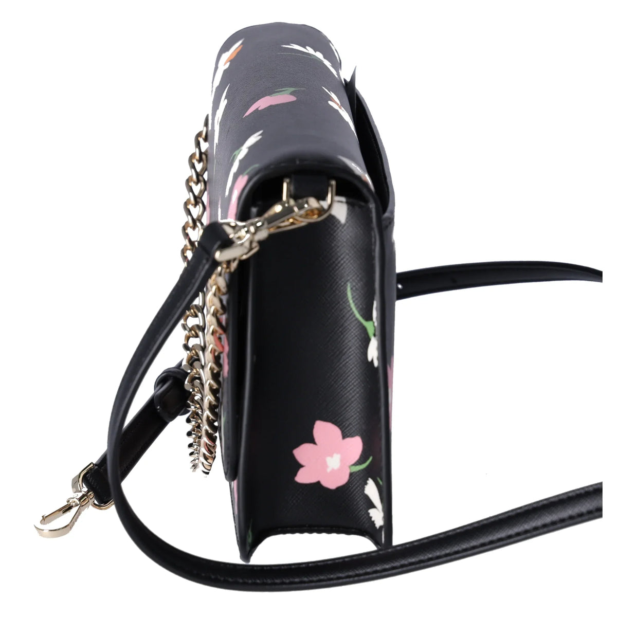 Kate Spade Madison Black Floral Waltz Flap Convertible Crossbody KF441