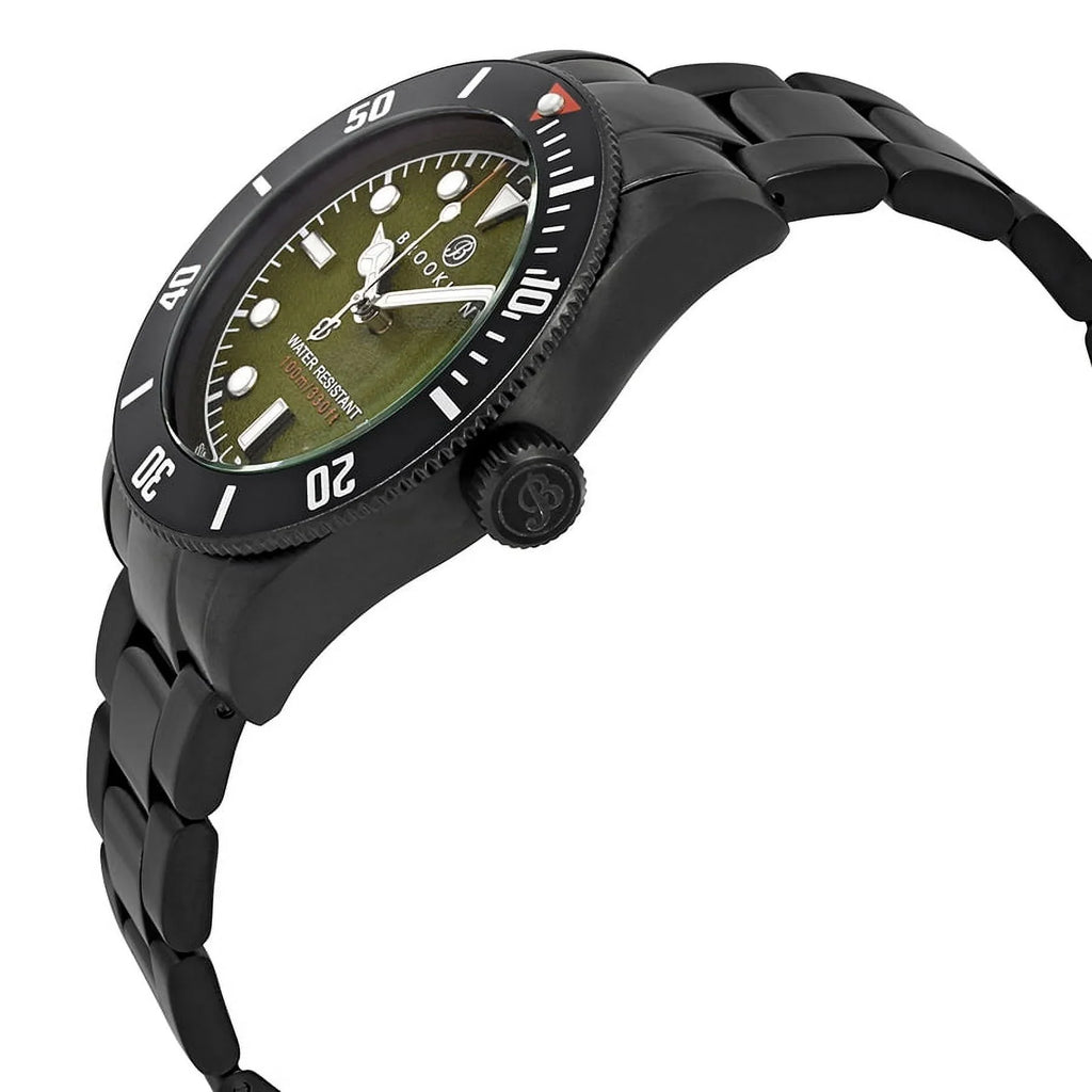 Black Eyed Pea Green Dial Men's Watch 306-D-88-BB-BLK. Brooklyn Watch Co