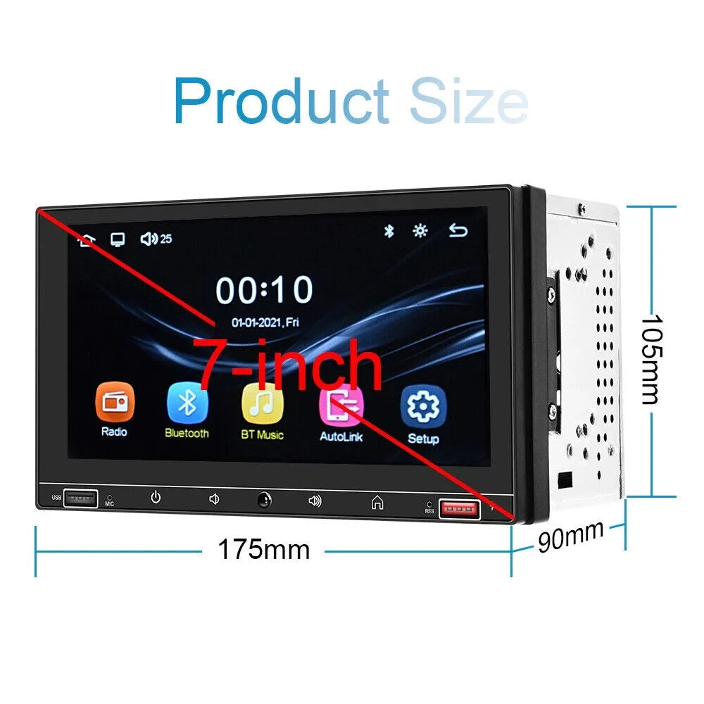 KingFurt 7" Double Din Car Stereo with  Carplay & Android Auto Play MP5 Camera HD Screen, FM Radio, Mirror Link