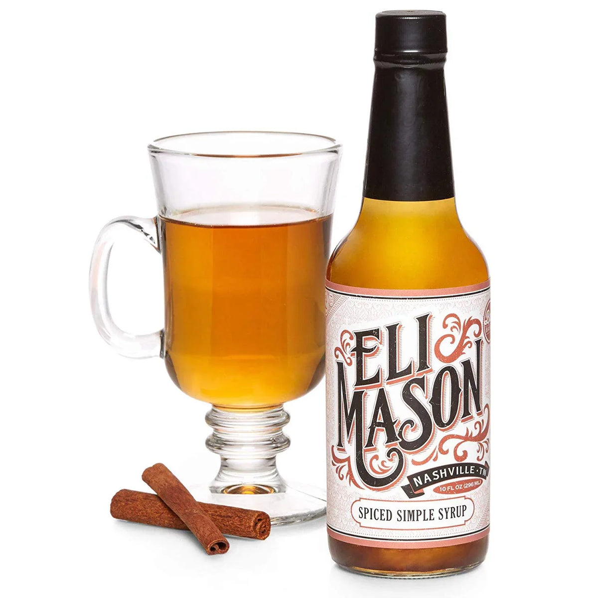 Eli Mason Spiced Simple Syrup - All-natural Cocktail Mixer - Uses Real Cane Sugar, Assorted Spices & Proprietary Blend Of Cocktail Bitters - Made In USA, Small Batch Cocktail Mixes - 10 Ounces