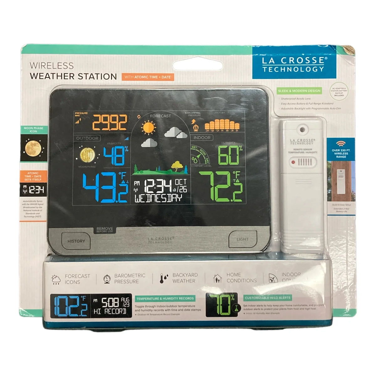 La Crosse Technology Wireless atmospheric conditions Station with Atomic Time and Date