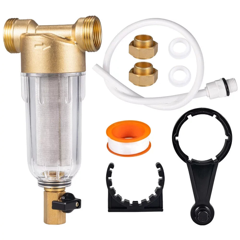 Jahy2Tech Whole House liquid Pre-Filter Reusable Sediment Filter 50 Microns Plumbing