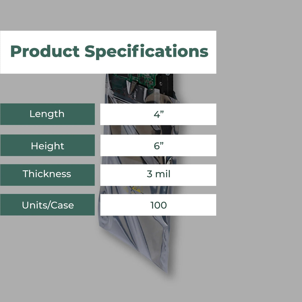 3 Mil Metallic Conductive Transparent Bags 4" x 6" High-high-grade 100/CS Dependable ESD Protection