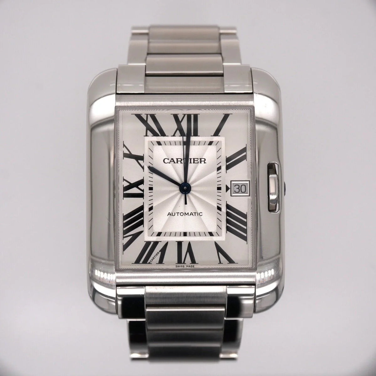 Cartier Tank Anglaise 37mm by 49mm Stainless Steel Mens Watch Silver Dial 3507