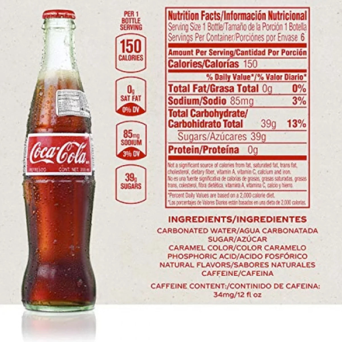 (355ml) Glass Bottle Case (12-Pack). oz. Mexican Coke Authentic Real Cane Sugar Sweetened 12/12 fl
