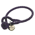 Pre-Owned Bottega Veneta Ec-14203 Leather Charm Bracelet Purple,Silver (Fair)