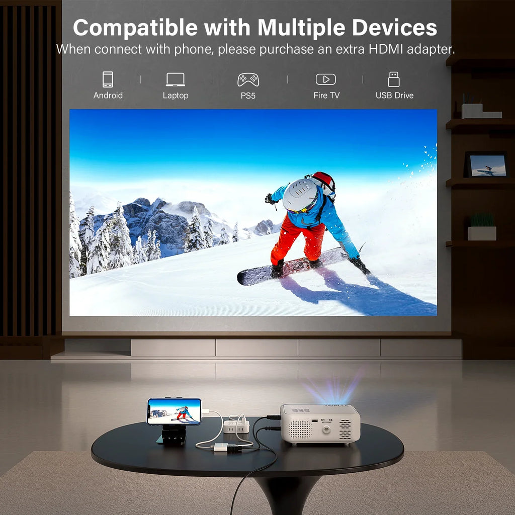 Auking 5G WIFI Bluetooth Mini Projector, 9800Lumens 1080P Full HD and 220" Display Supported movie Projector, Home Theater Projector appropriate with iOS/Android, (Tripod Included)