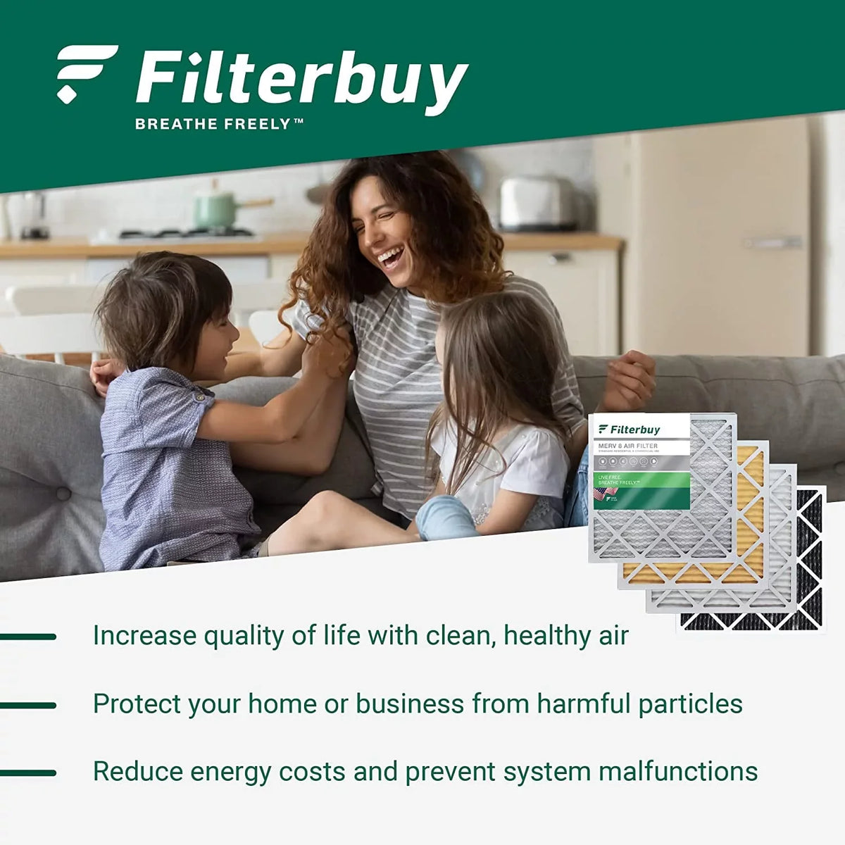 Filterbuy 10x24x1 MERV 11 Pleated HVAC AC Furnace Air Filters (6-Pack)