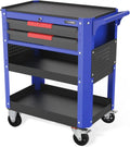 WORKPRO Premium 28" 2-Drawer Rolling Tool Cart, Heavy Duty Utility Industrial Service Cart Storage Organizer with Wheels and Locking System, for Mechanic, Warehouse, Garage, Workshop, 400 lbs Load