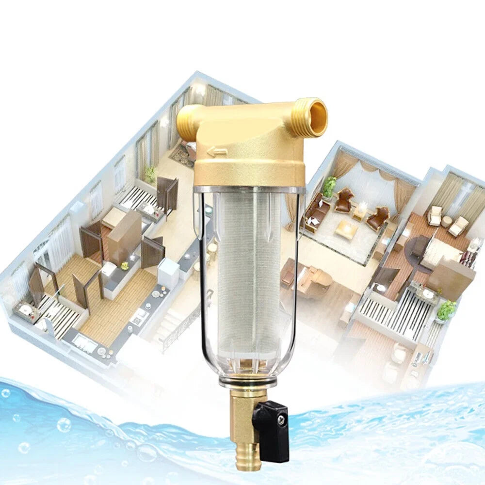 Jahy2Tech Whole House liquid Pre-Filter Reusable Sediment Filter 50 Microns Plumbing