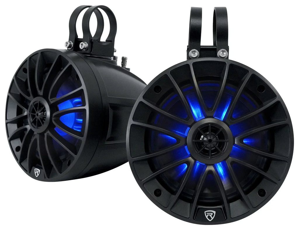 (4) Rockville PT65BR 6.5 inch Powered Bluetooth LED Tower Speakers For ATV/UTV/RZR