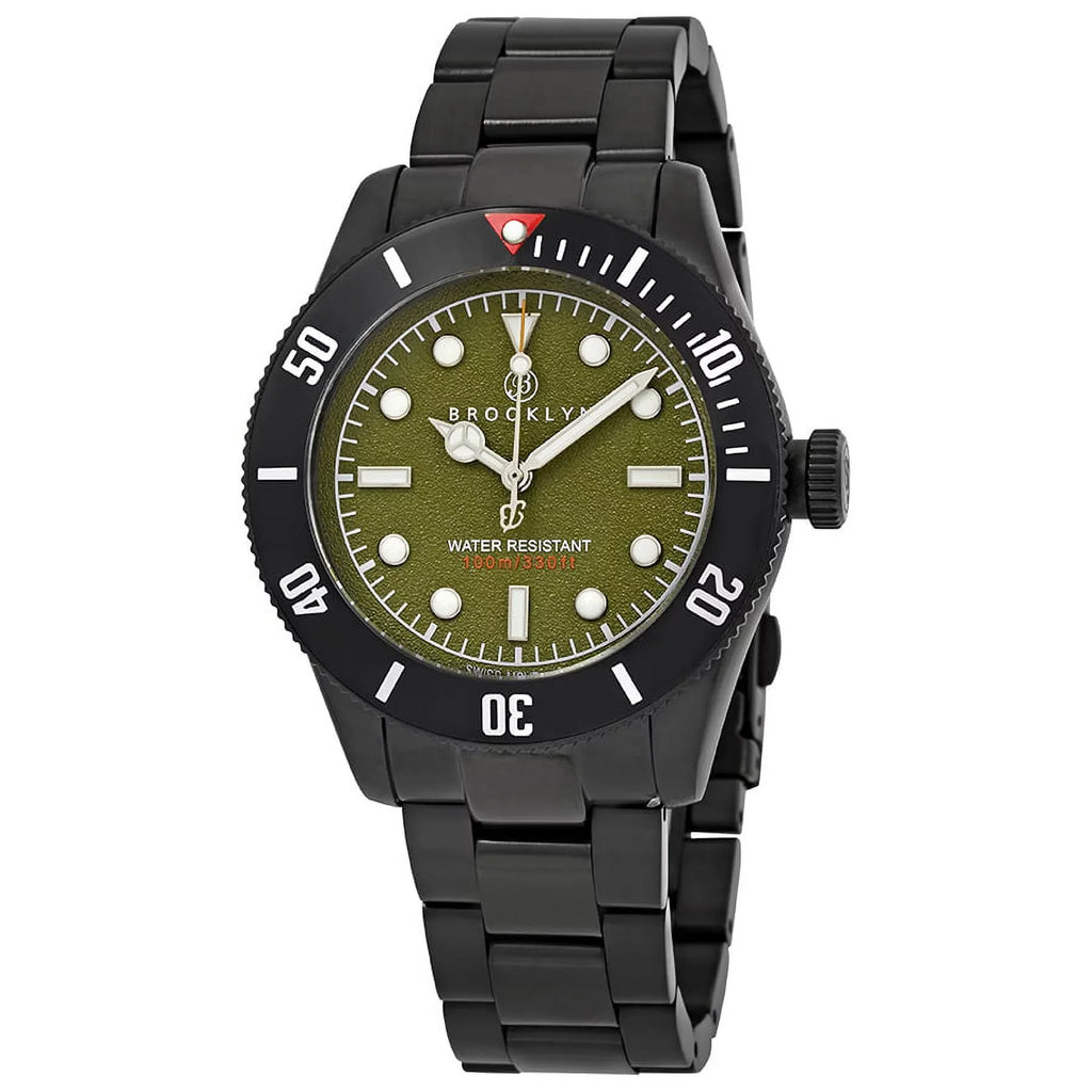 Black Eyed Pea Green Dial Men's Watch 306-D-88-BB-BLK. Brooklyn Watch Co