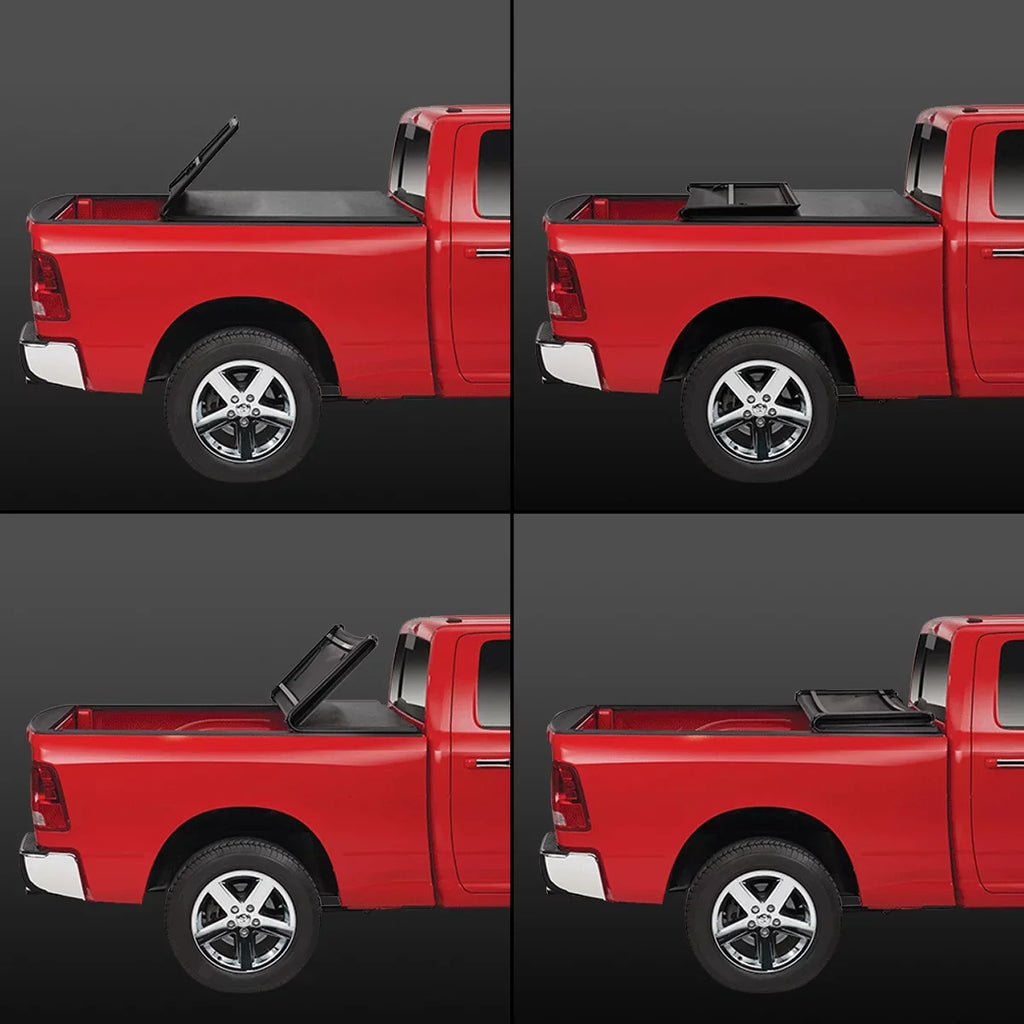 DNA Motoring TTC-TRISOFT-056 For 2007 to 2021  Tundra 5.5' Bed Fleetside Adjustable Tri -Fold Soft Top Trunk Tonneau protector 20 19 18 17 16 15 14 13 12 11 10 09 08