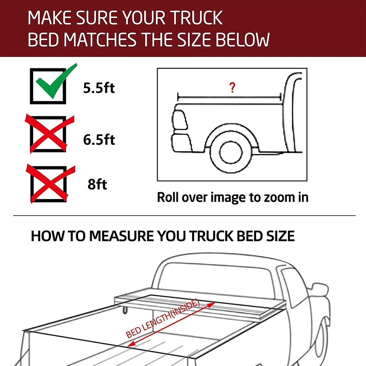 Kikito Vinyl Soft Roll-Up Tonneau protector Truck Bed for 2022-2024 Tundra 5.6FT (66.7") Bed w/o Trail Edition (for Models Without The Deck Rail System)