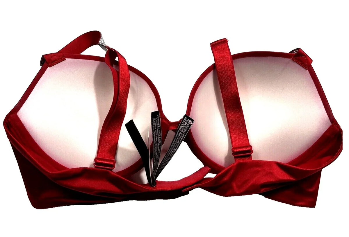 Victoria’s Secret Very Sexy Shine Strap Push-up Bra Lipstick Red Cup Size 38B NWT