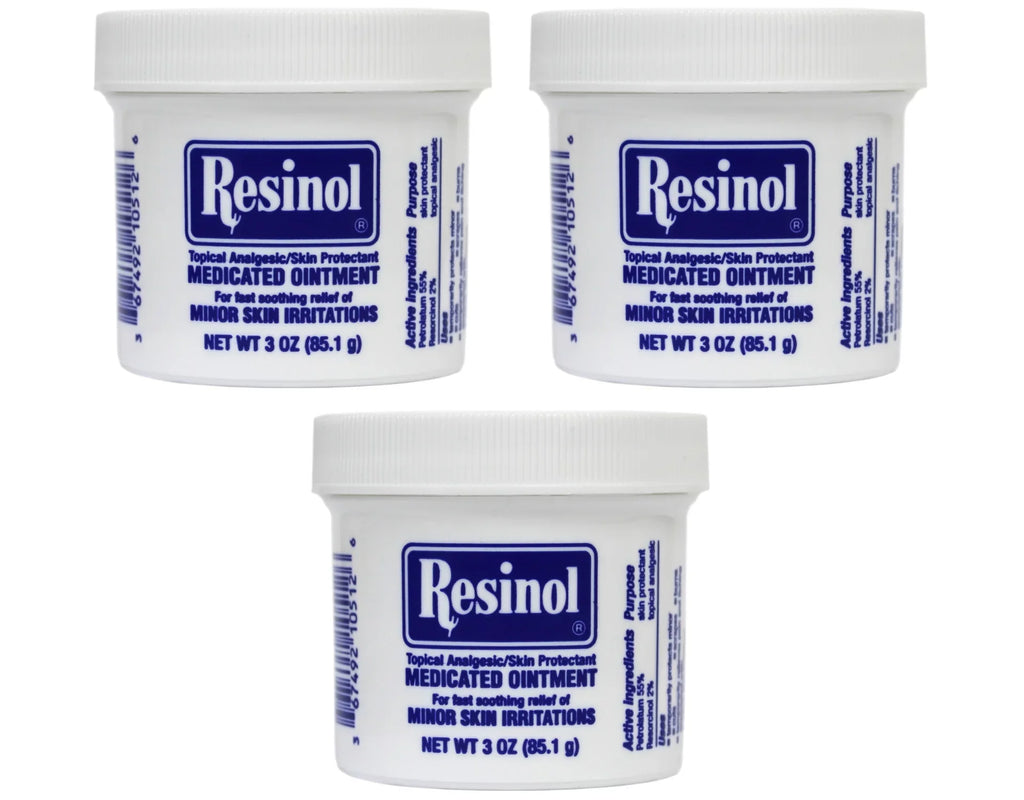 Resinol Medicated Ointment For Itch Relief And Protection Of Skin Rashes and Irritations, 3 Ounce Jar - 3 Pack